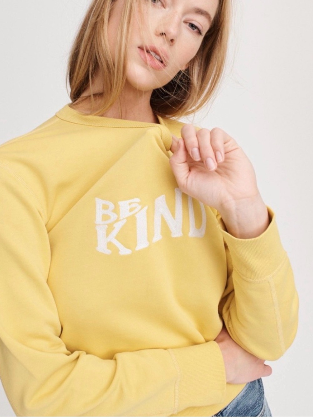 Rag & Bone Yellow 'Be Kind' Crewneck Sweatshirt Women’s Size Medium